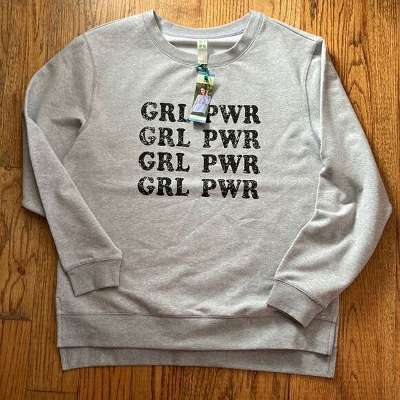 GreenTea Tops - New Statement Heather Gray Sweatshirt Girl Power Size L